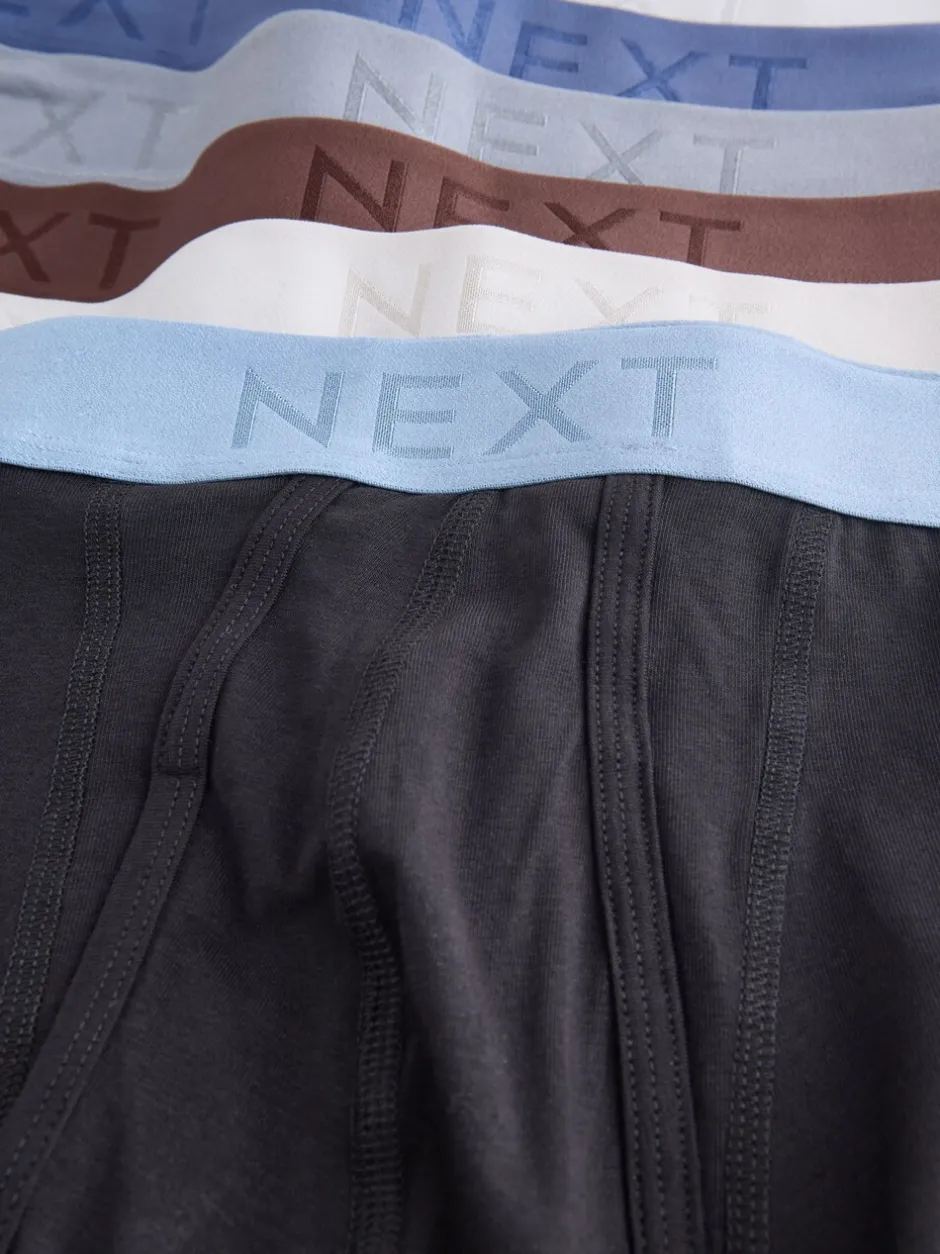Ondergoed|Ondergoed|Next Zwarte en blauwe/bruine taillebanden - Standaard - 10 Boxershorts zonder plooi