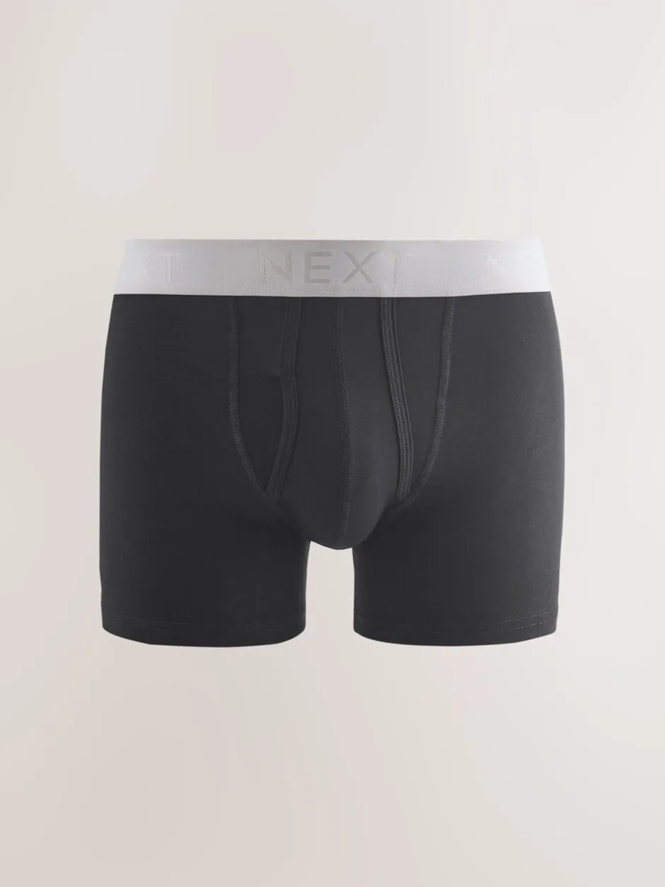 Ondergoed|Ondergoed|Next Zwarte en blauwe/bruine taillebanden - Standaard - 10 Boxershorts zonder plooi