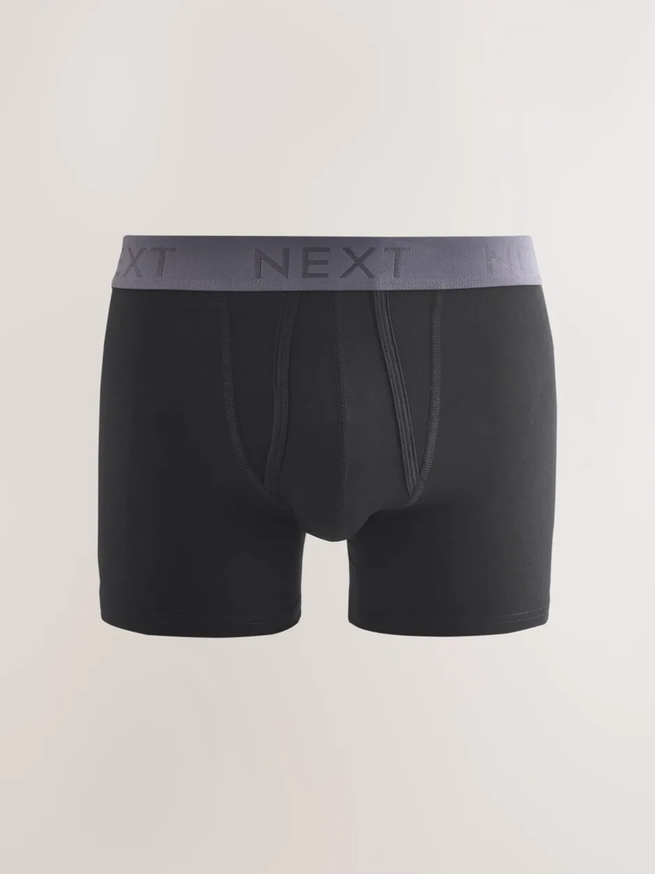 Ondergoed|Ondergoed|Next Zwarte en blauwe/bruine taillebanden - Standaard - 10 Boxershorts zonder plooi