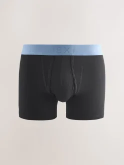 Ondergoed|Ondergoed|Next Zwarte en blauwe/bruine taillebanden - Standaard - 10 Boxershorts zonder plooi