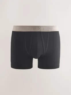 Ondergoed|Ondergoed|Next Zwarte en blauwe/bruine taillebanden - Standaard - 10 Boxershorts zonder plooi