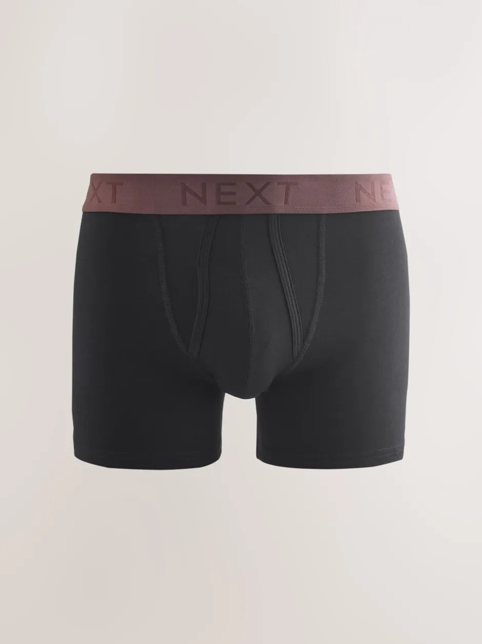 Ondergoed|Ondergoed|Next Zwarte en blauwe/bruine taillebanden - Standaard - 10 Boxershorts zonder plooi