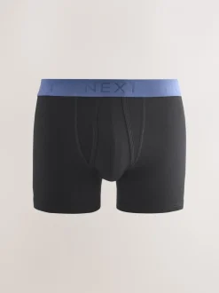 Ondergoed|Ondergoed|Next Zwarte en blauwe/bruine taillebanden - Standaard - 10 Boxershorts zonder plooi