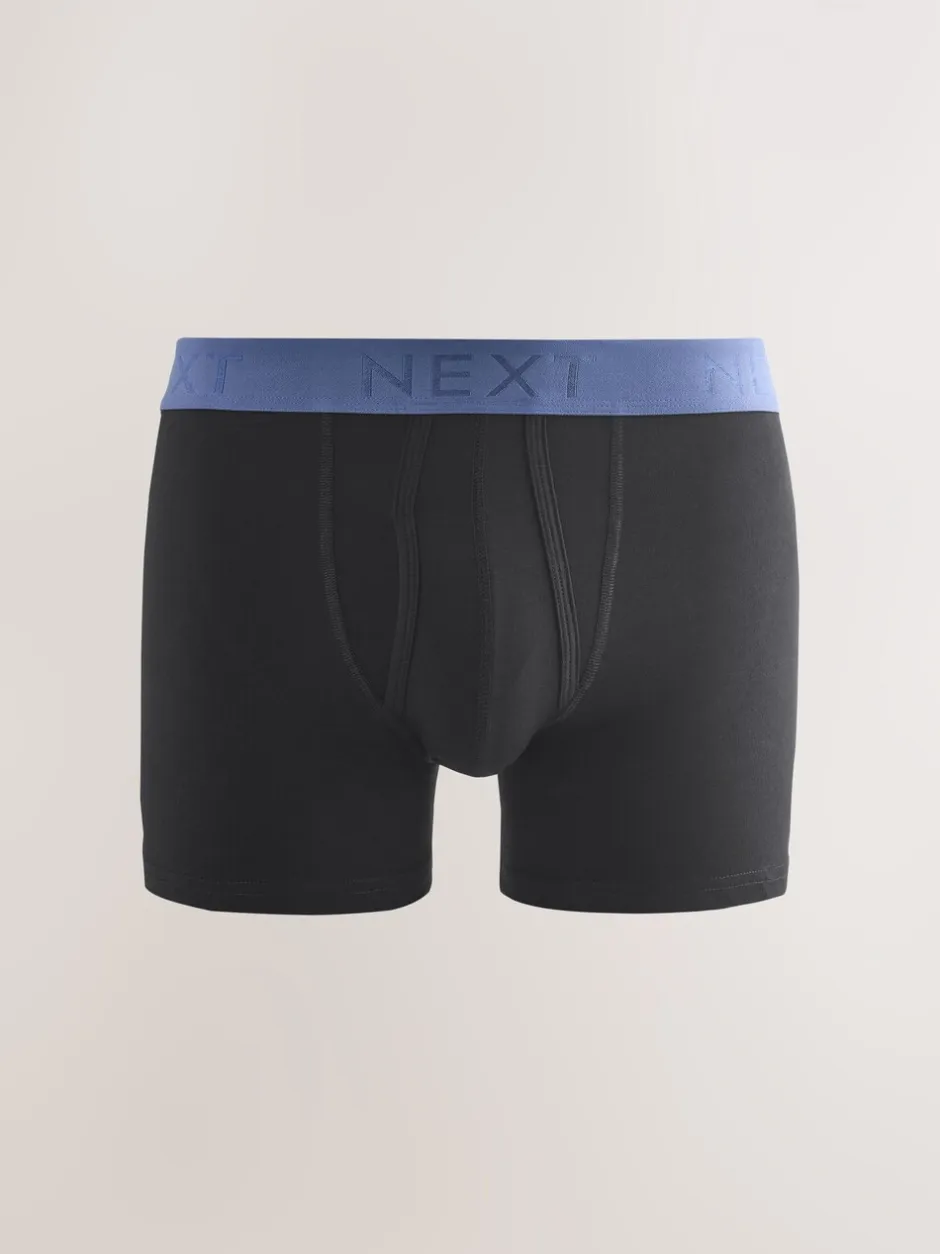 Ondergoed|Ondergoed|Next Zwarte en blauwe/bruine taillebanden - Standaard - 10 Boxershorts zonder plooi