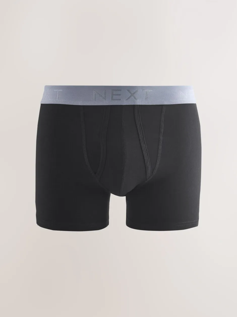 Ondergoed|Ondergoed|Next Zwarte en blauwe/bruine taillebanden - Standaard - 10 Boxershorts zonder plooi