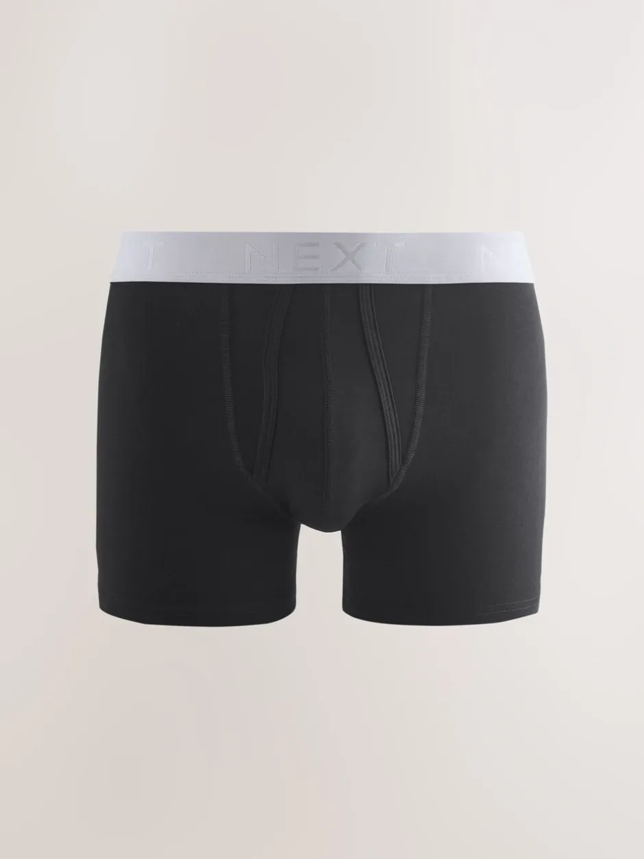 Ondergoed|Ondergoed|Next Zwarte en blauwe/bruine taillebanden - Standaard - 10 Boxershorts zonder plooi