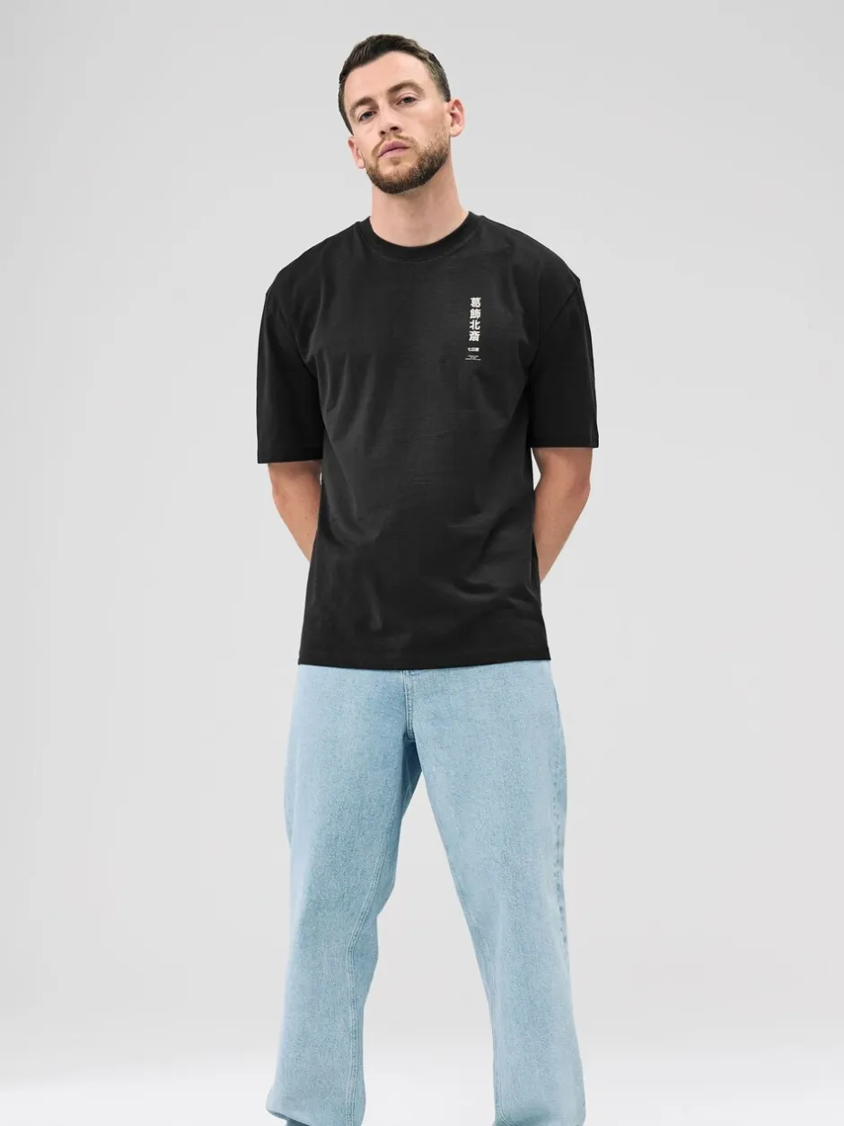 T-Shirts En Hemden|Next - Relaxed fit - T-shirt met kunstenaars/artiestlicentie Zwarte Hokusai