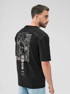 T-Shirts En Hemden|Next - Relaxed fit - T-shirt met kunstenaars/artiestlicentie Zwarte Hokusai