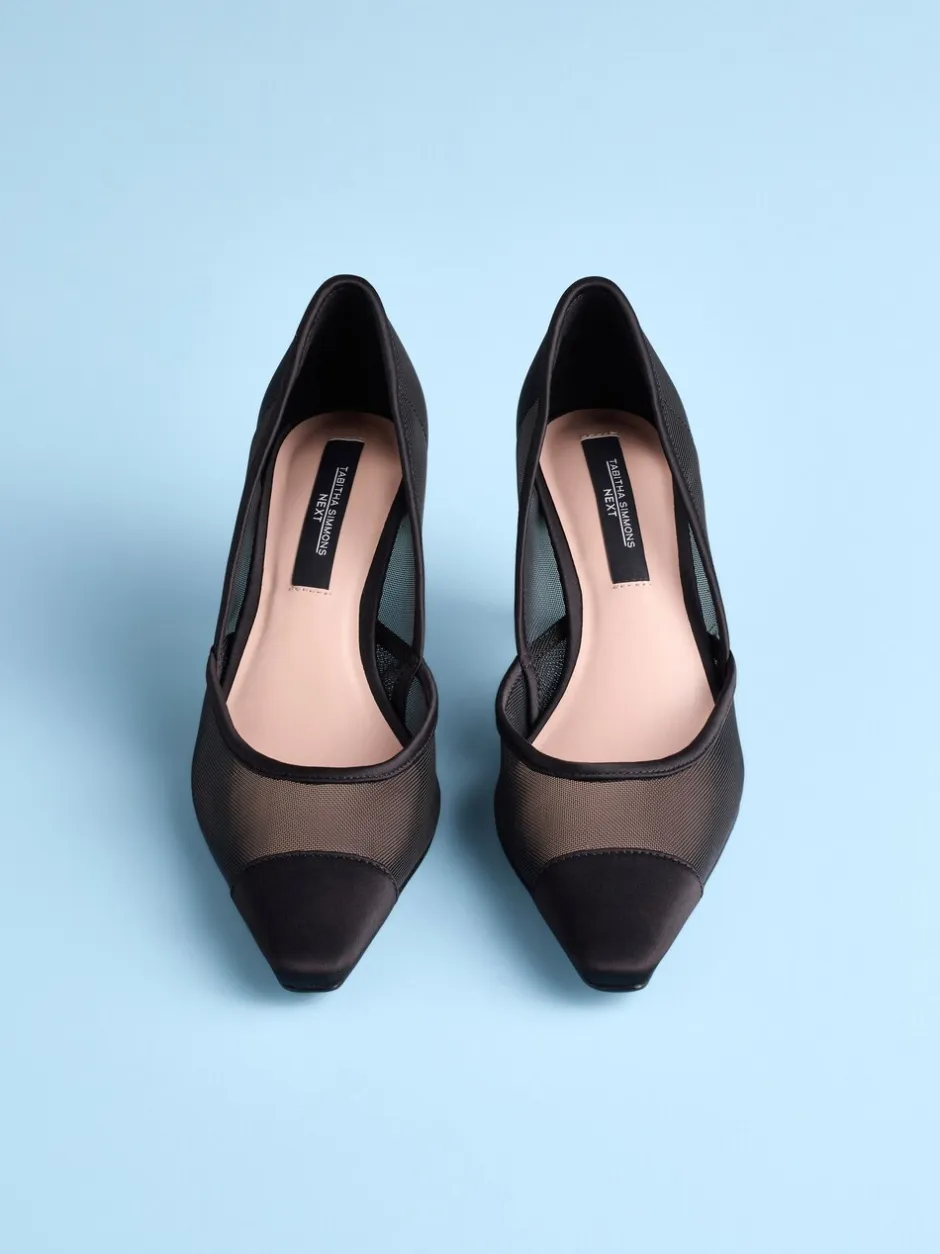 Schoenen Met Hakken|Next - Tabitha Simmons x Mary Grace Leather Chisel Toe Court Heels Zwarte mesh