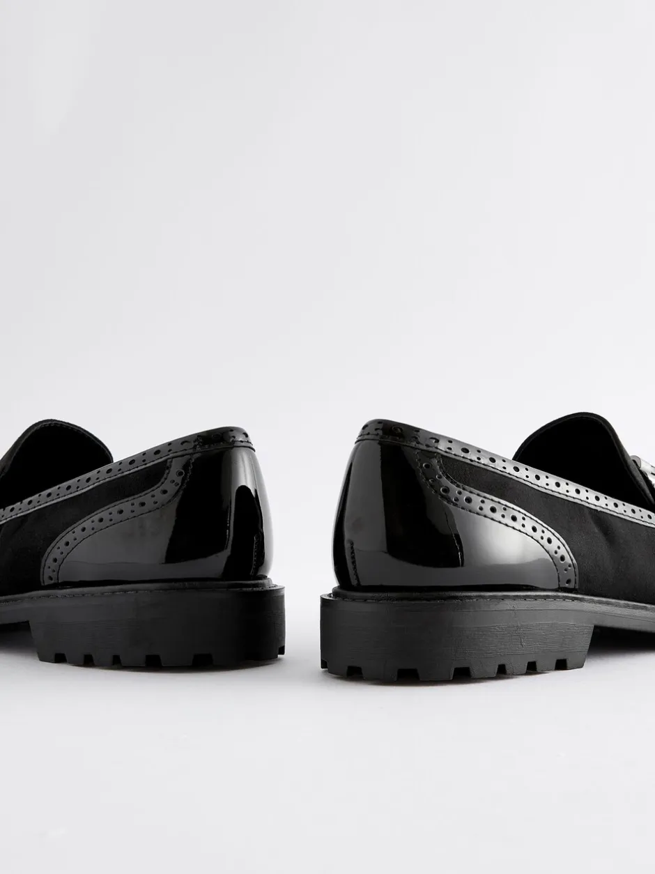 Lage Schoenen|Next - Loafers met dikke zool met profiel en kwastjes Zwarte mix