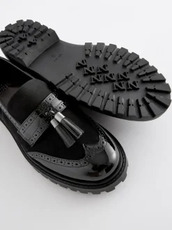 Lage Schoenen|Next - Loafers met dikke zool met profiel en kwastjes Zwarte mix