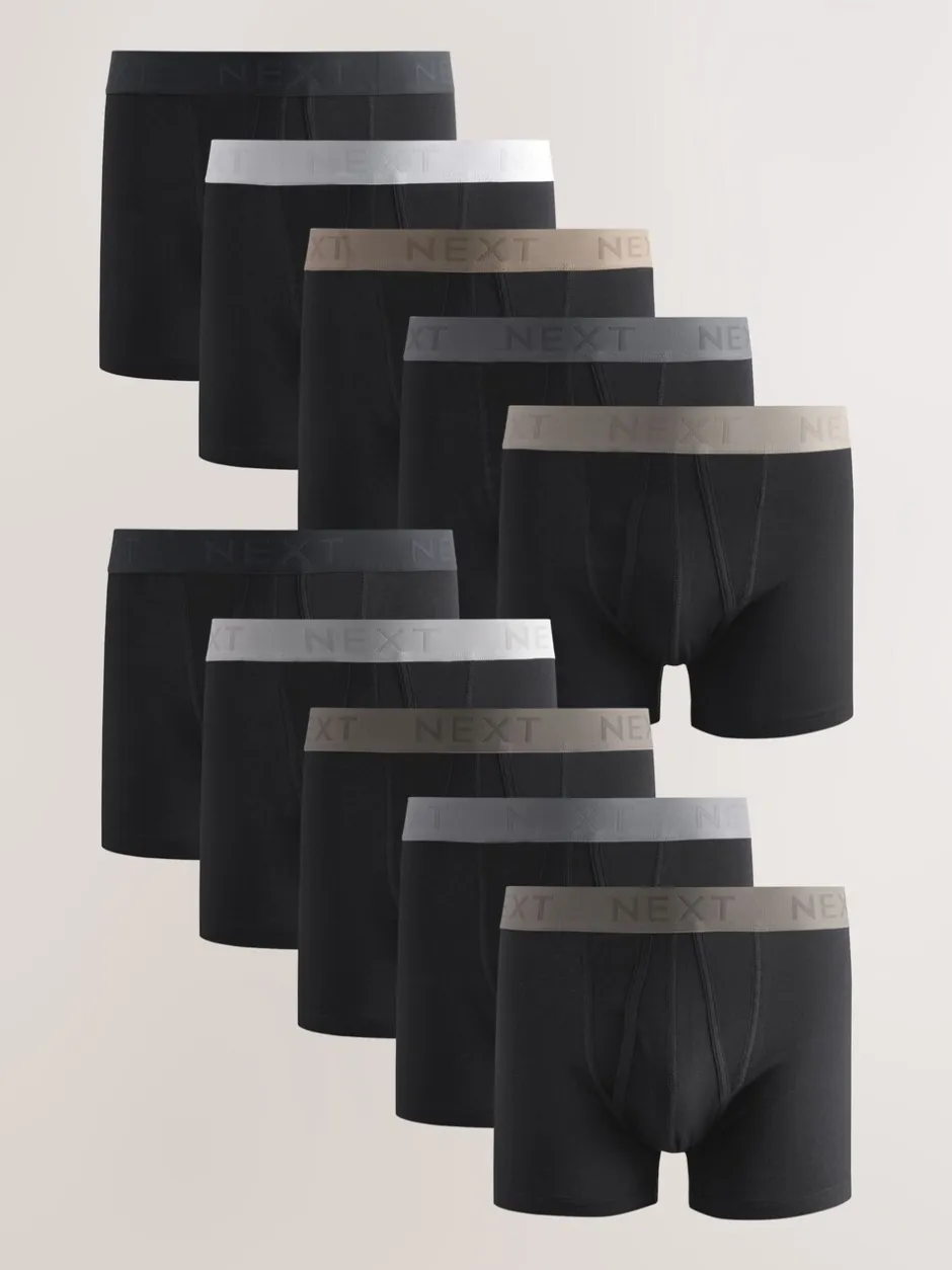 Ondergoed|Ondergoed*Next Zwarte neutrale tailleband - Standaard - 10 Boxershorts zonder plooi