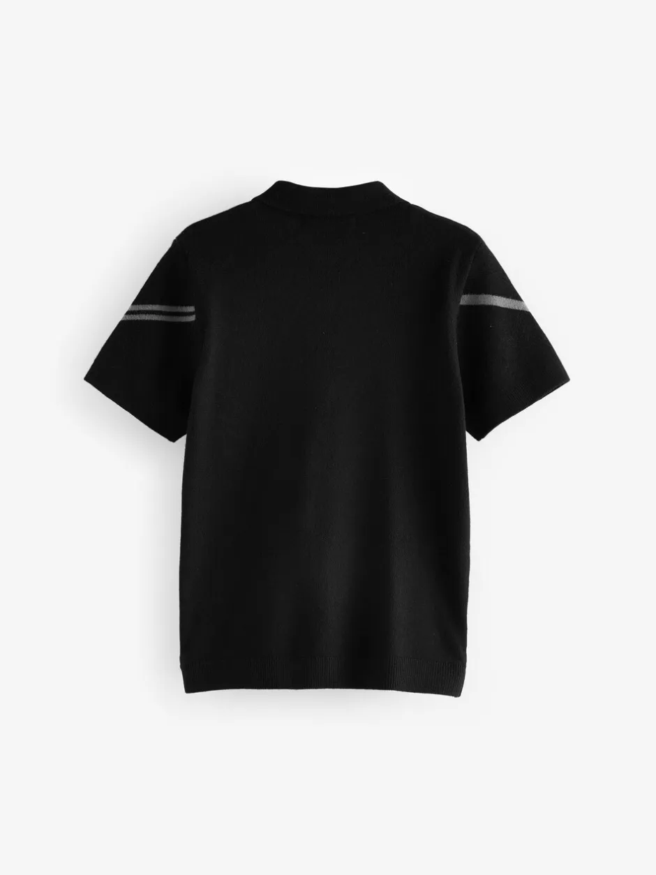 Truien En Breisels*Next - Gebreid poloshirt met rits bij de hals (3-16jr) Zwarte ruit