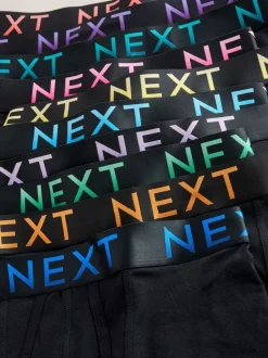 Ondergoed|Ondergoed|Next Zwarte tailleband met felgekleurde tekst in ombré - Hipster boxers van katoenrijke mix