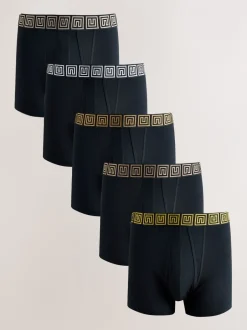 Ondergoed|Ondergoed*Next Zwarte taillebanden met metallic motief - Boxershorts van katoenrijk materiaal met A-voorkant