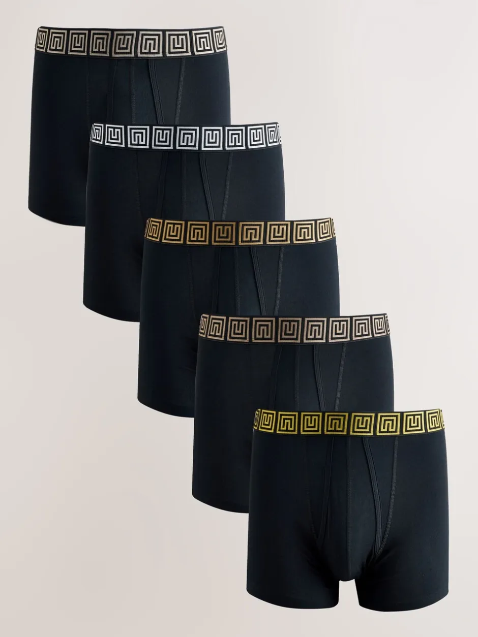 Ondergoed|Ondergoed*Next Zwarte taillebanden met metallic motief - Boxershorts van katoenrijk materiaal met A-voorkant