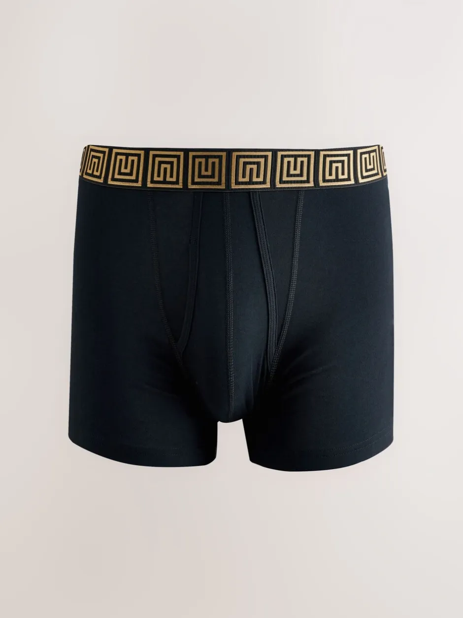 Ondergoed|Ondergoed*Next Zwarte taillebanden met metallic motief - Boxershorts van katoenrijk materiaal met A-voorkant