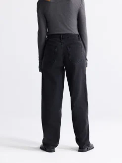 Jeans|Next - Baggy jeans met wijde pijpen en halfhoge taille Zwarte wassing