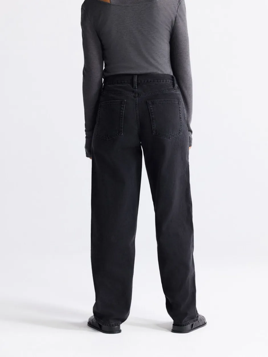 Jeans|Next - Baggy jeans met wijde pijpen en halfhoge taille Zwarte wassing