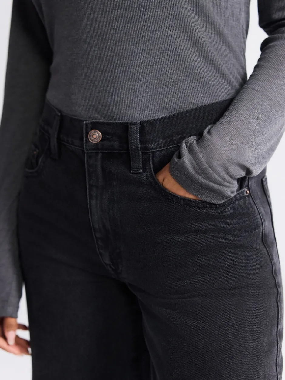 Jeans|Next - Baggy jeans met wijde pijpen en halfhoge taille Zwarte wassing