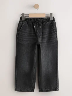 Jeans*Next - Denim jeans met elastische taille (3-16jr) Zwarte wassing