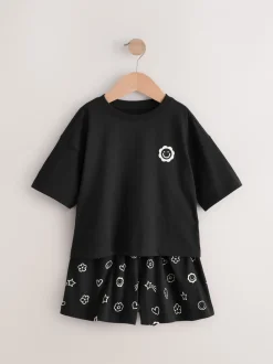Nachtkleding En Pyjama's|Pyjama's*Next - Set van 2 pyjama's met short (3-16 jr) Zwart/ecru