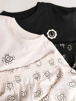 Nachtkleding En Pyjama's|Pyjama's*Next - Set van 2 pyjama's met short (3-16 jr) Zwart/ecru