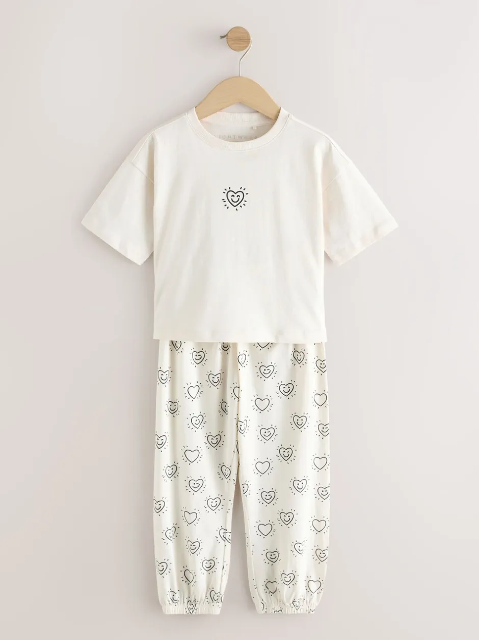 Nachtkleding En Pyjama's|Pyjama's|Next - Verpakking van 2 pyjama's met joggingbroek (3-16 jr) Zwart/ecru