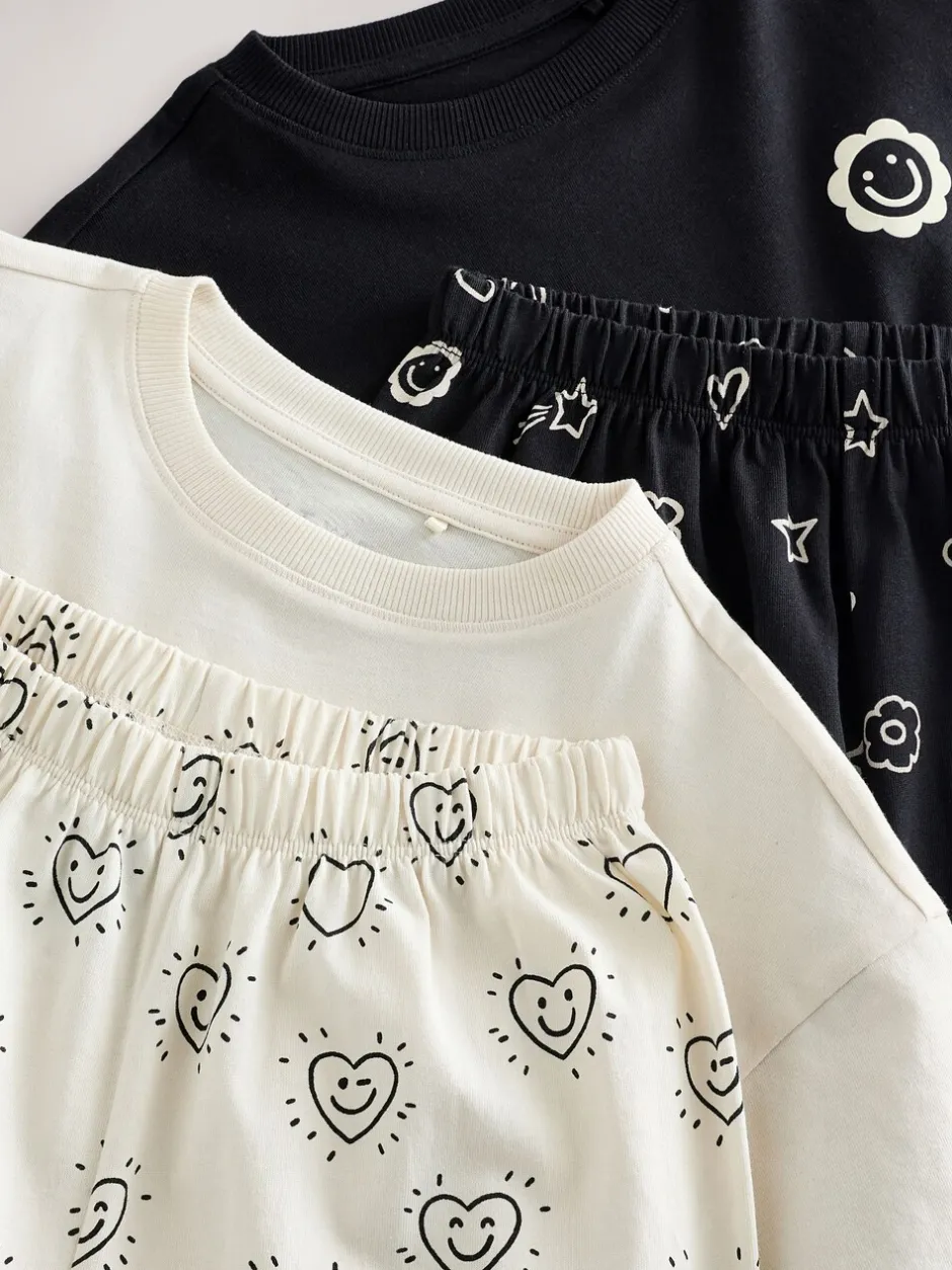 Nachtkleding En Pyjama's|Pyjama's|Next - Verpakking van 2 pyjama's met joggingbroek (3-16 jr) Zwart/ecru