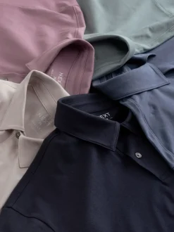 Poloshirts|Next Zwart/Ecru/Blauw/Groen/Roze - Normale Pasvorm - Set van 5 jersey poloshirts met korte mouwen