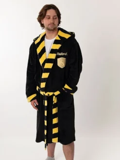 Kamerjassen En Badjassen*Vanilla Underground - Harry Potter Hooded Bathrobe Dressing Gown Zwart/geel Huffelpuf