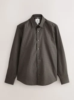 Formele Overhemden*Next Zwart/goud - Smart Trimmed Long Sleeve Party Shirt