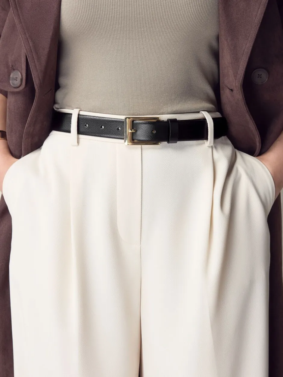 Ceintuurs*Next - N. Premium riem van Italiaans leer Zwart/goudkleurig