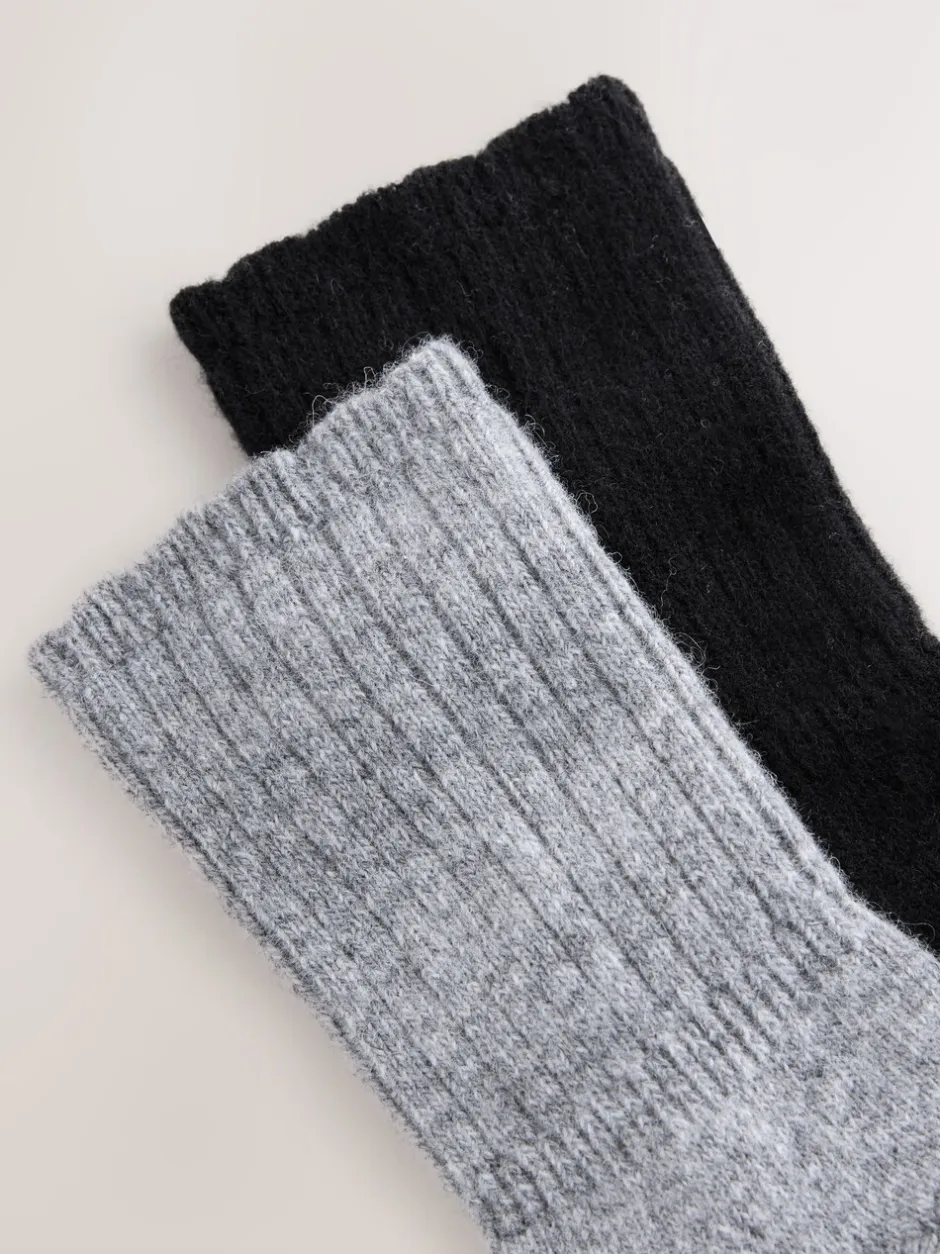 Sokken En Panty's*Next - Containing Merino Wool Ankle Socks 2 Pack Zwart/grijs