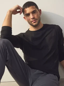 Pyjama's*Next Zwart/grijs - Long Sleeve Cuffed 100% Cotton Pyjamas