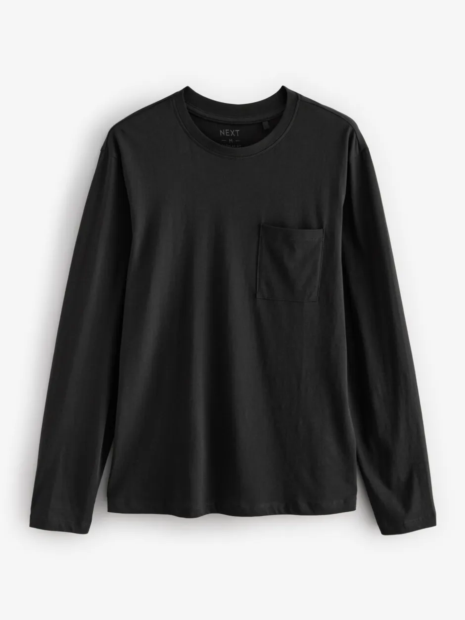 Pyjama's*Next Zwart/grijs - Long Sleeve Cuffed 100% Cotton Pyjamas