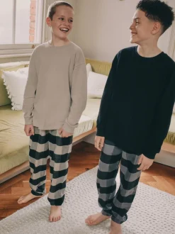 Pyjama's|Nachtkleding En Pyjama's*Next Zwart/grijs - Set van 2 geweven geruite pyjama's met lange mouwen (3-16jr)