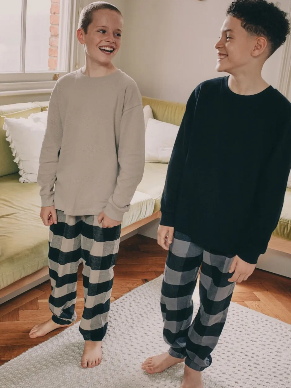 Pyjama's|Nachtkleding En Pyjama's*Next Zwart/grijs - Set van 2 geweven geruite pyjama's met lange mouwen (3-16jr)