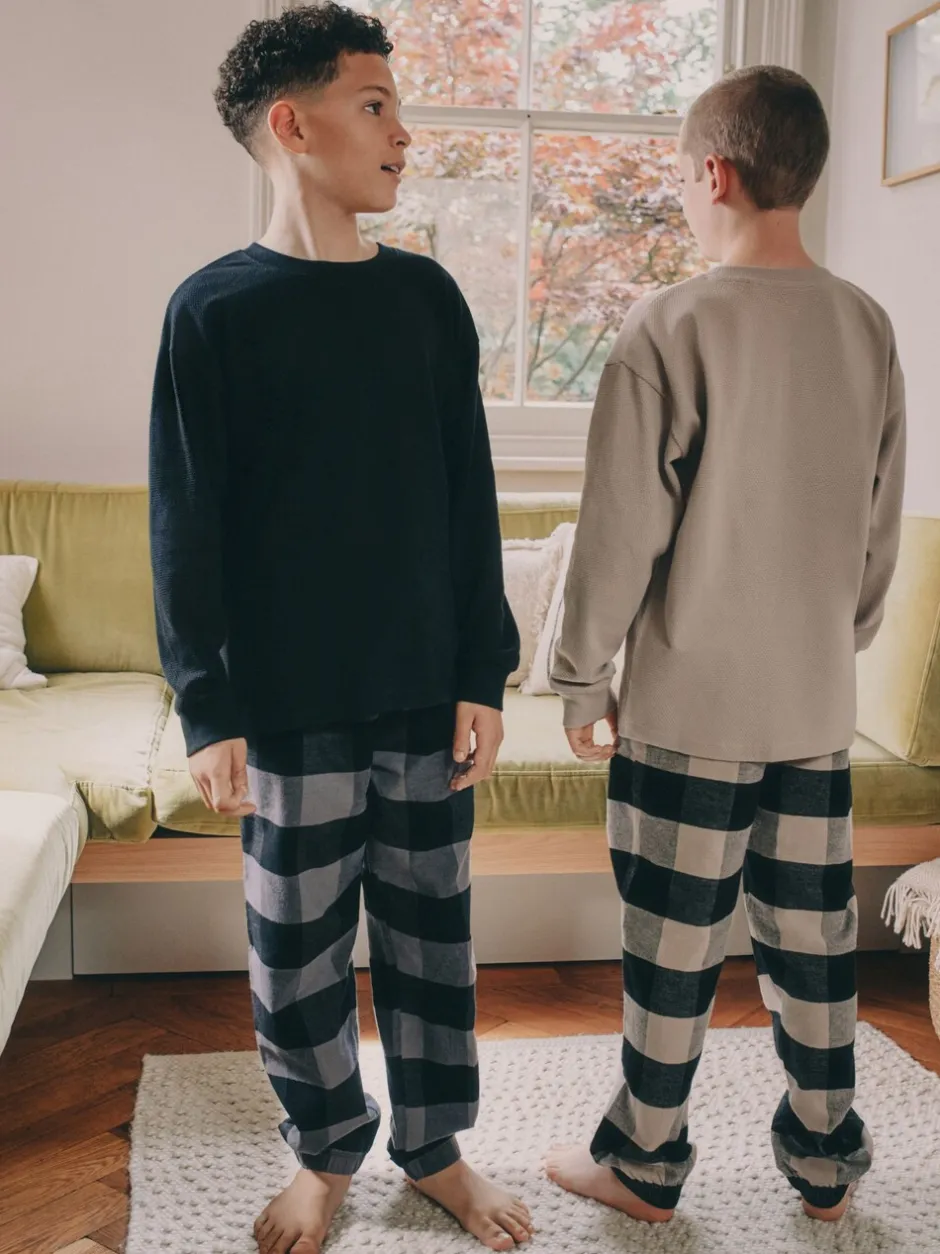 Pyjama's|Nachtkleding En Pyjama's*Next Zwart/grijs - Set van 2 geweven geruite pyjama's met lange mouwen (3-16jr)