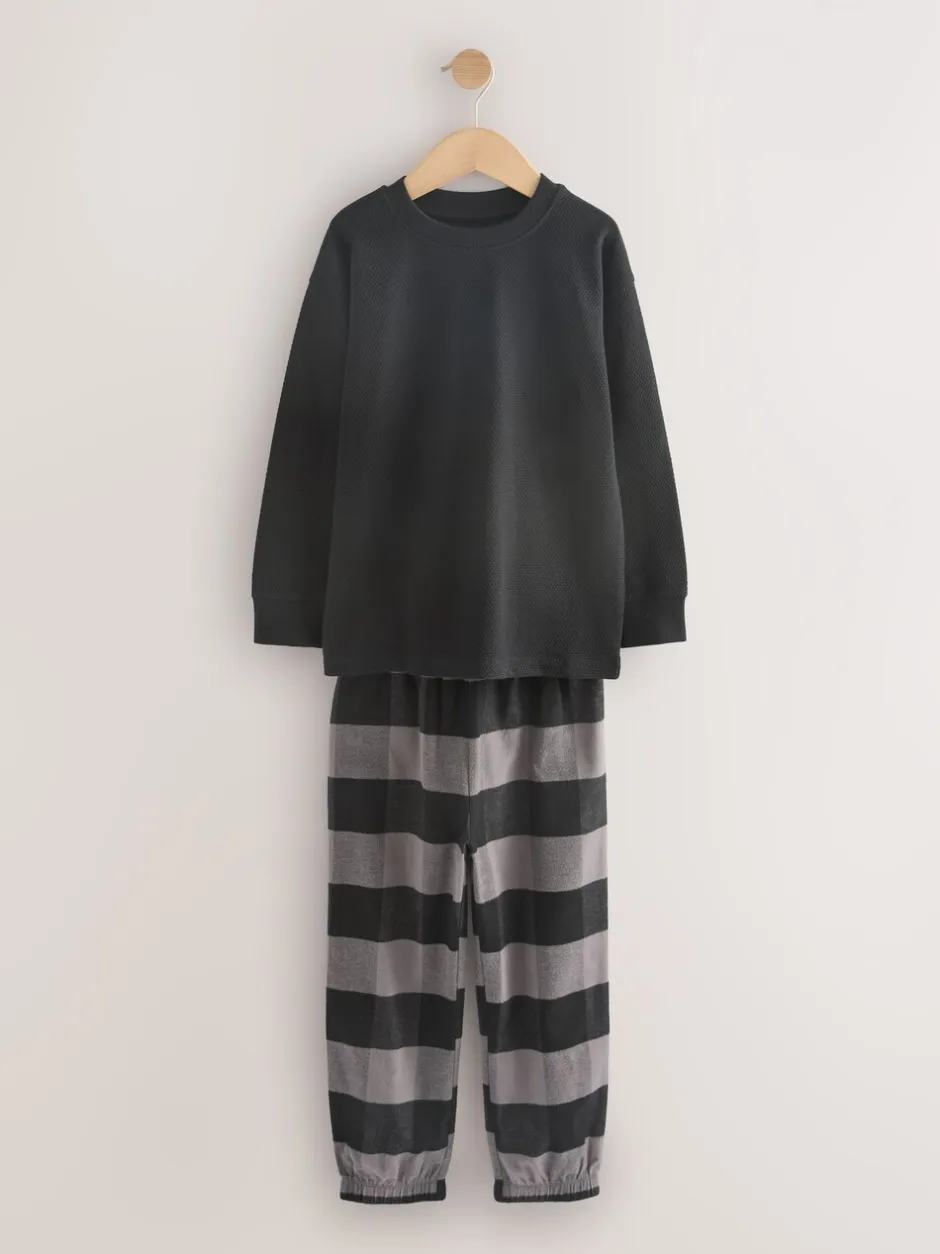 Pyjama's|Nachtkleding En Pyjama's*Next Zwart/grijs - Set van 2 geweven geruite pyjama's met lange mouwen (3-16jr)