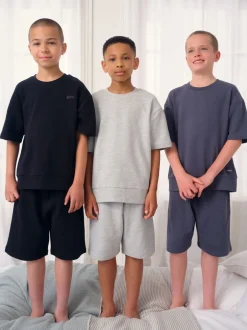 Pyjama's|Nachtkleding En Pyjama's*Next - Set van 3 pyjama's met short (3-16 jr) Zwart/grijs