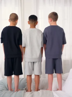 Pyjama's|Nachtkleding En Pyjama's*Next - Set van 3 pyjama's met short (3-16 jr) Zwart/grijs