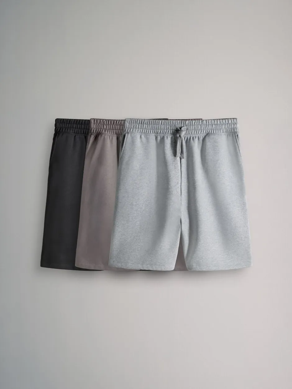 Shorts|The Set - 3 Pack Relaxed Fit Sweat Shorts Zwart/grijs