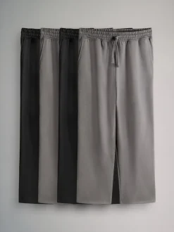 Loungewear|Joggingbroeken|The Set - 4 Pack Joggingbroeken met wijde pijpen Zwart/grijs