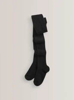 Sokken En Panty's|Sokken En Panty's|Next - Verpakking van 3 kabelmaillots met hoog katoengehalte Zwart/grijs