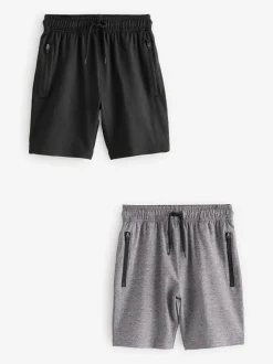 Schoolkleding|Shorts*Next - Verpakking van 2 lichtgewicht sportshorts (3-17jaar) Zwart/grijs
