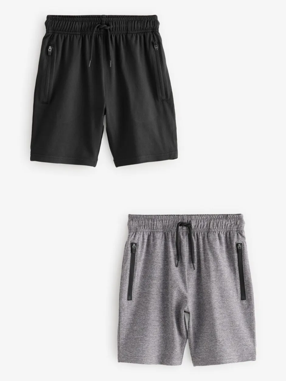 Schoolkleding|Shorts*Next - Verpakking van 2 lichtgewicht sportshorts (3-17jaar) Zwart/grijs