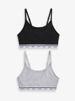 Beha's|Next - Zwangerschap en borstvoeding cropped ultiem comfort tops verpakking van 2 Zwart/grijs