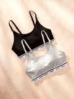 Beha's|Next - Zwangerschap en borstvoeding cropped ultiem comfort tops verpakking van 2 Zwart/grijs