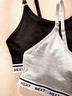 Beha's|Next - Zwangerschap en borstvoeding cropped ultiem comfort tops verpakking van 2 Zwart/grijs